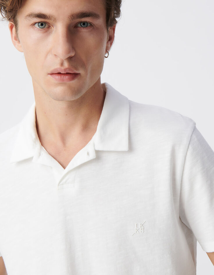 Polo blanc L'Essentiel coton bio flammé Homme-4