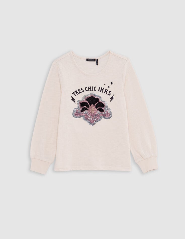 Camiseta crudo art déco lentejuelas reversibles niña-2
