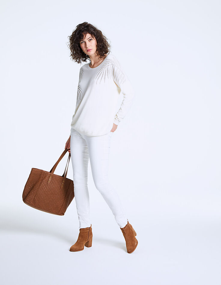 Pull maille tricot apport soie palmiers femme-6