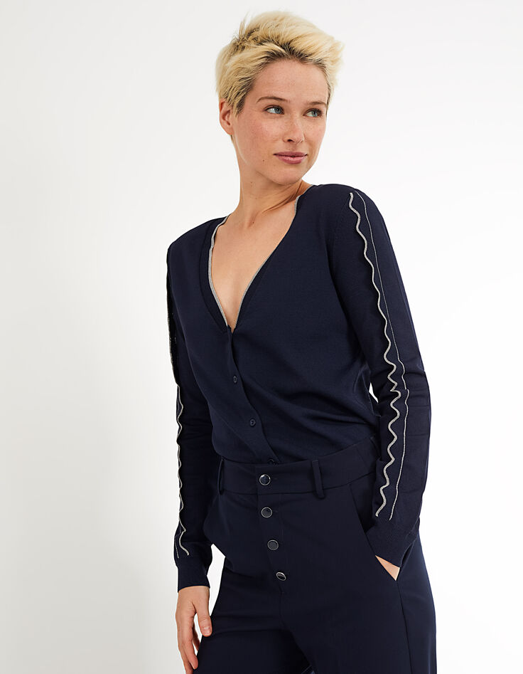 Cardigan bleu marine et argent I.Code-5 Cardigan bleu marine et argent I.Code-5