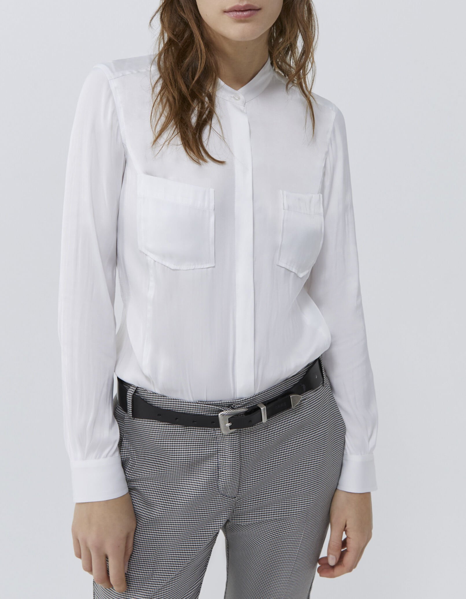 Camisa blanca sales saten mujer
