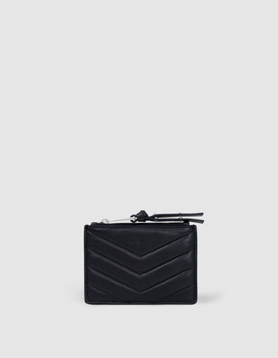 Porte-cartes 1440 Banker noir cuir matelassé chevron Femme - IKKS
