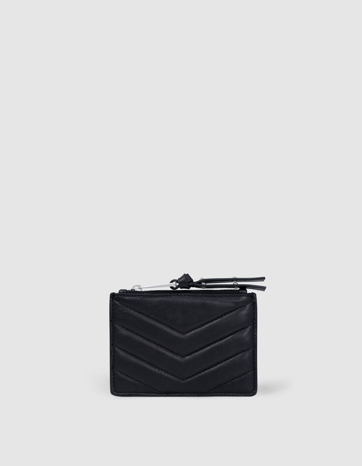 Porte-cartes 1440 Banker noir cuir matelassé chevron Femme-1