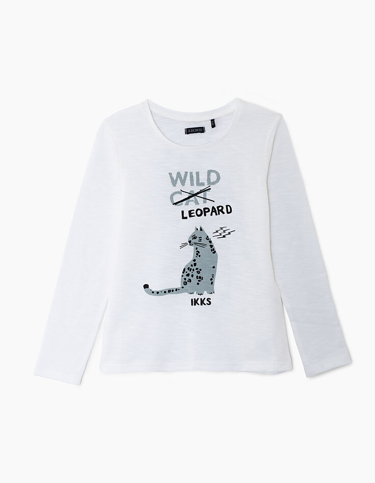 Cremeweißes Mädchenshirt Wild Cat/Leopard-2 Cremeweißes Mädchenshirt Wild Cat/Leopard-2
