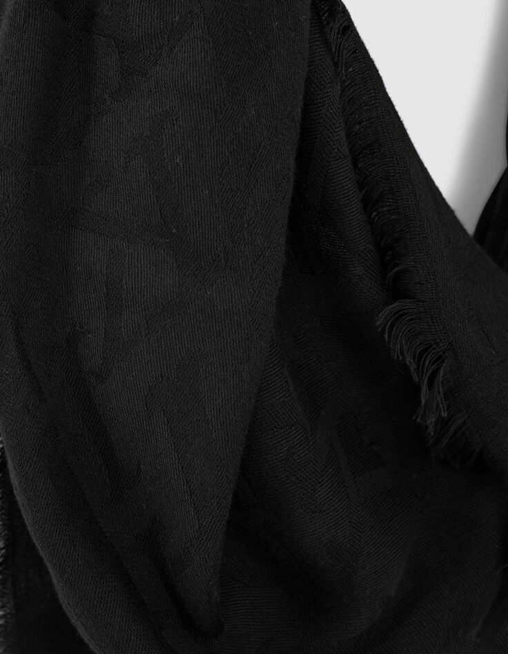 Women’s black IKKS monogram jacquard scarf-3