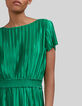 Women&rsquo;s green pleated long dress-5