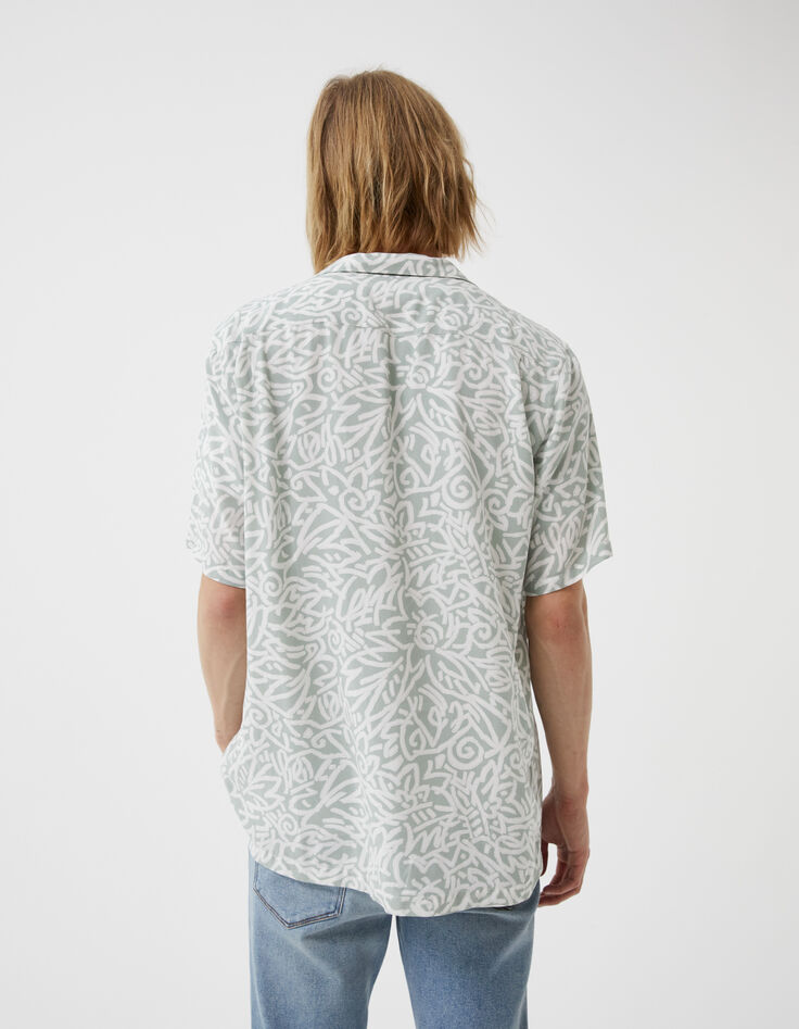 Watergroen REGULAR overhemd grafische print Heren-3