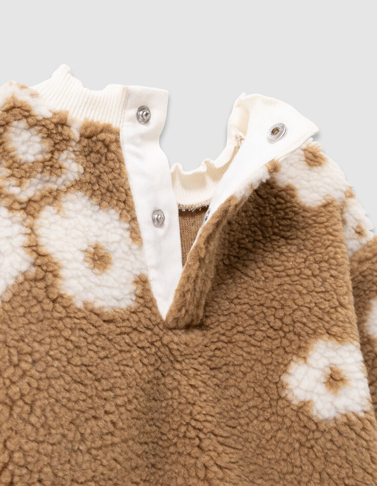 Beiges Sherpa-Mädchensweatshirt mit Blumenmotiv-6 Beiges Sherpa-Mädchensweatshirt mit Blumenmotiv-6