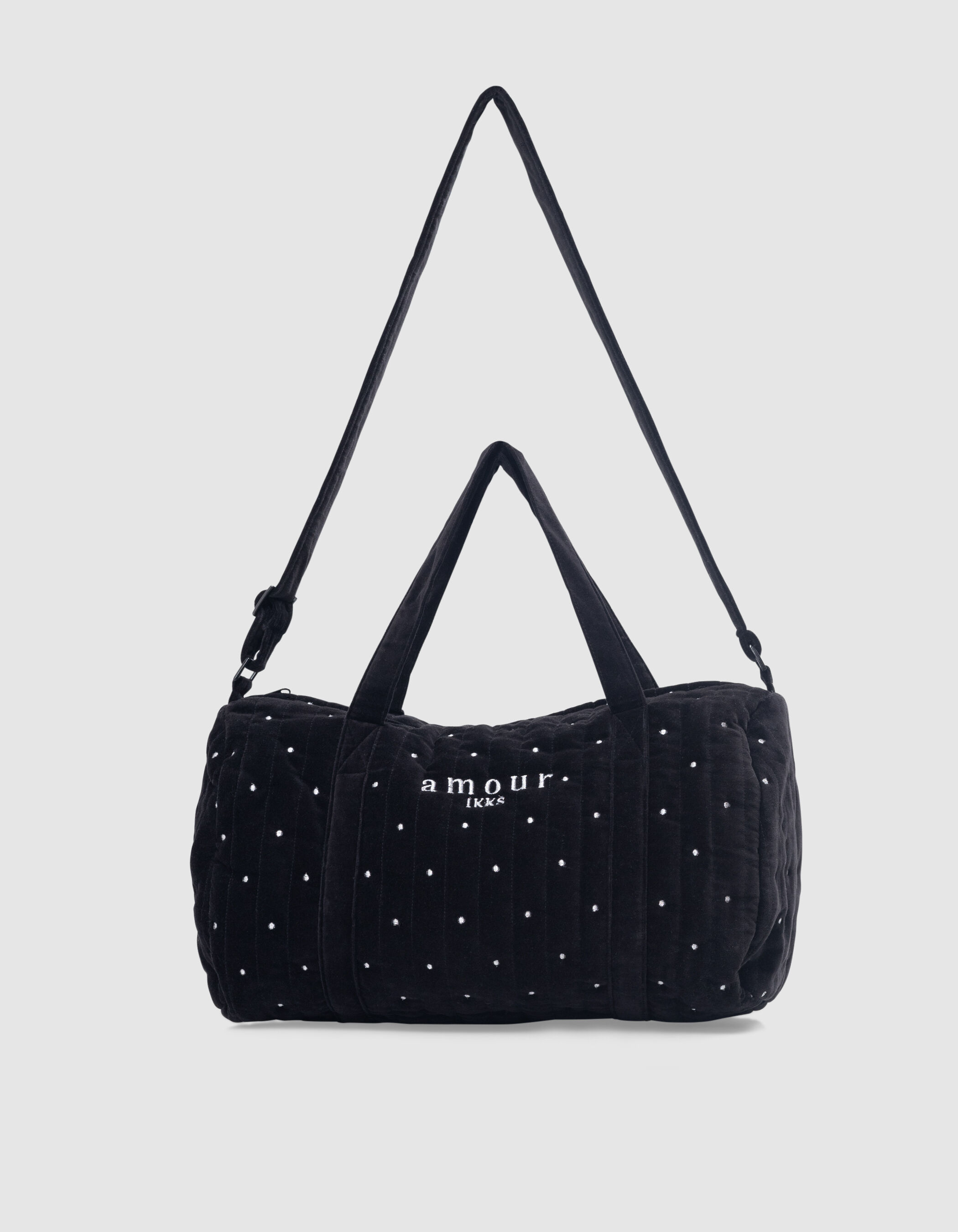 Sac week end noir panne de velours brodee fille IKKS