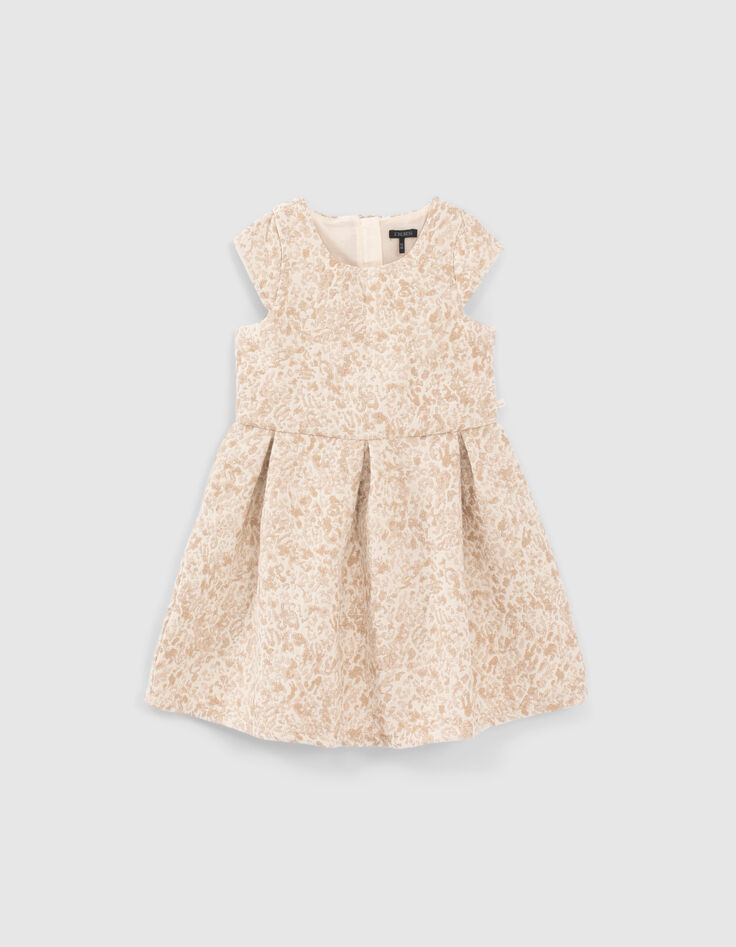 Goldfarbenes Mädchenjacquardkleid-1