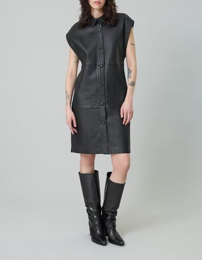 Pure Edition-Vestido sin mangas de cuero negro para mujer - IKKS