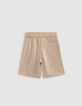 Beige Jungenbermudas, Biobaumwolle, Streifenmotiv-4