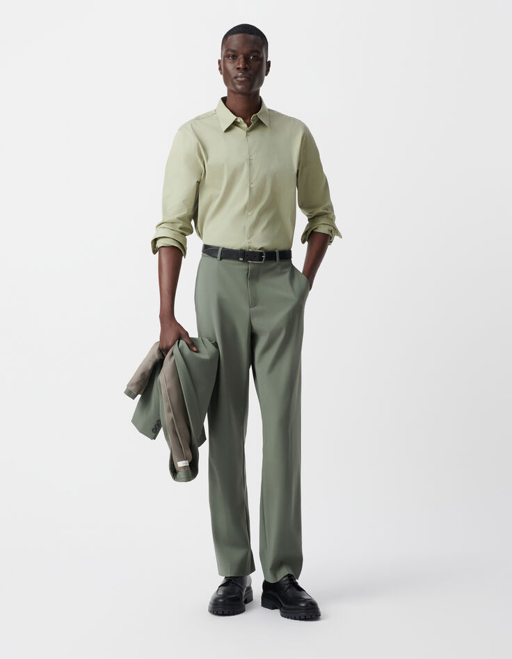 Men’s khaki poplin SLIM shirt-2