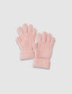 Girls’ pink glittery knit gloves with turn-ups-2