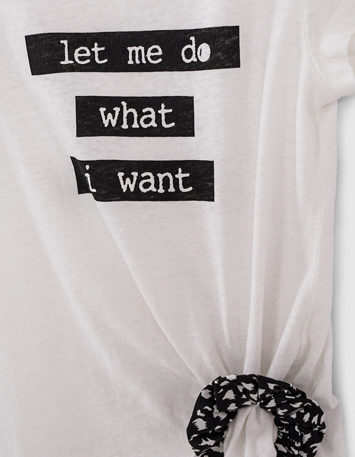 Cremeweißes Mädchen-T-Shirt mit Schriftzug und Haarband - IKKS