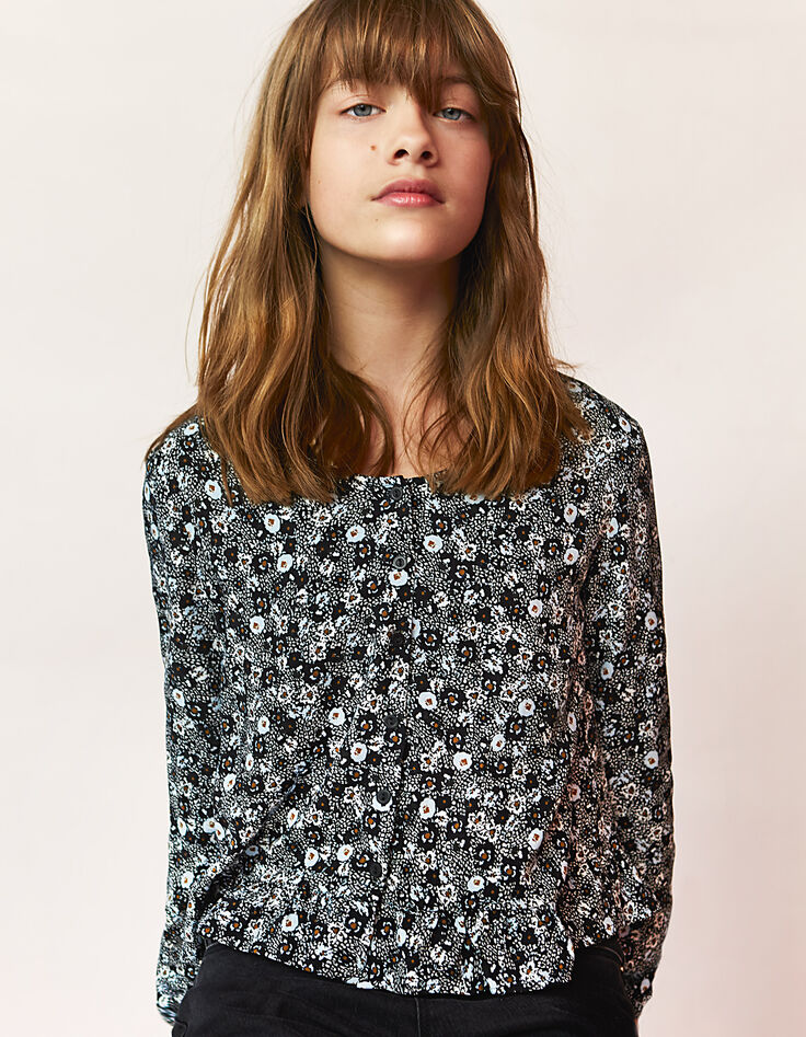 Girls' floral and polka dot blouse-1