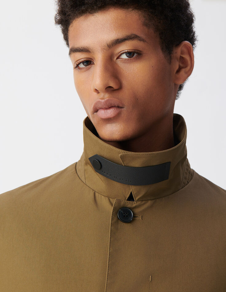 Herren-Trenchcoat, bronze, Materialmix, Kragenband-8