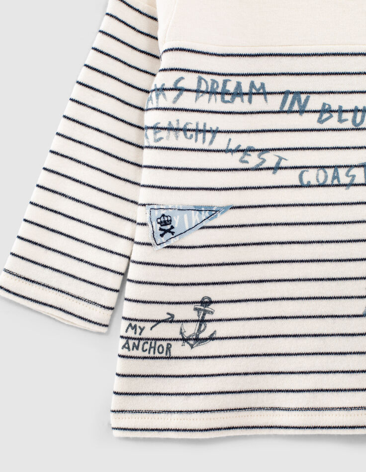 Camiseta blanco roto rayas y marcas bebé niño-4