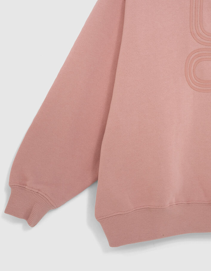 Girls’ powder pink XL flocked slogan hoodie - IKKS