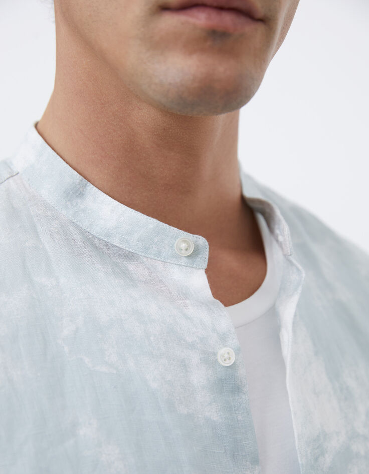 Chemise SLIM vert d'eau imprimé tie and dye Homme-4