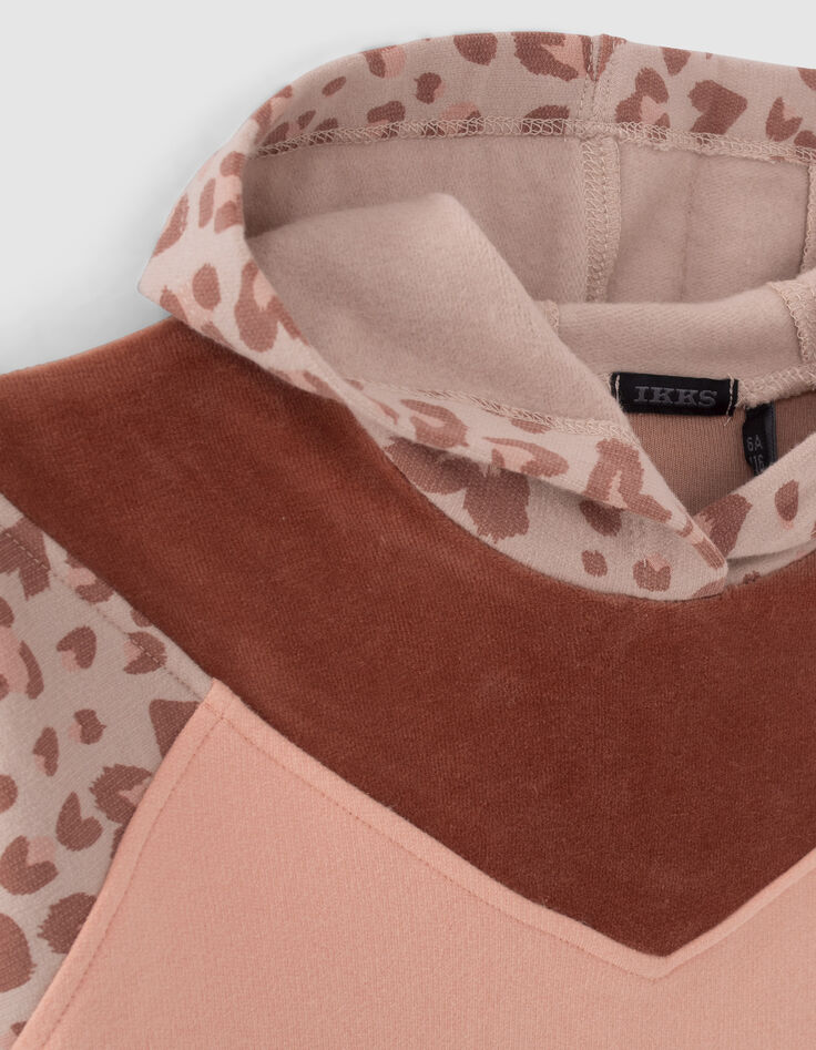 Girls’ pink leopard motif sweatshirt dress-6