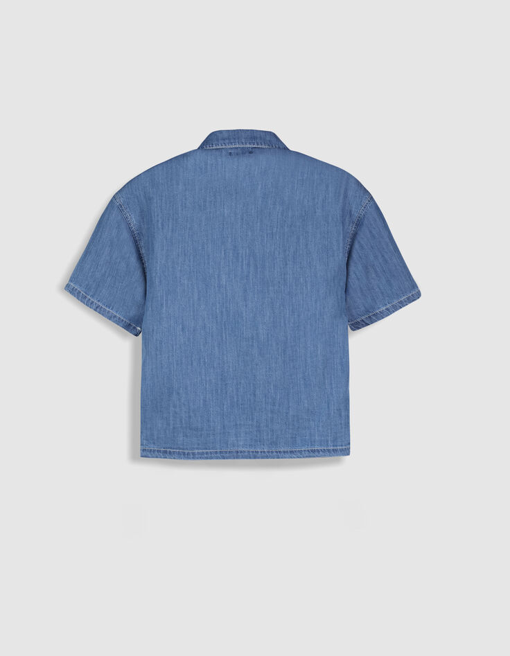 Camisa vaquera azul de manga corta para ni&ntilde;o-5