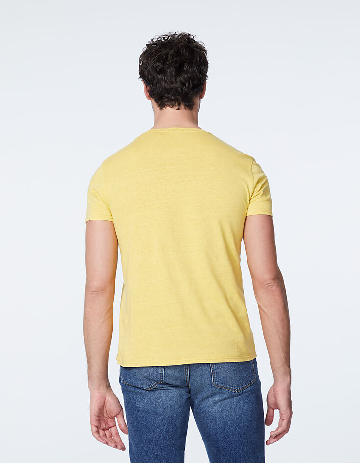 Camiseta amarilla algodón y cáñamo cuello redondo Hombre-3