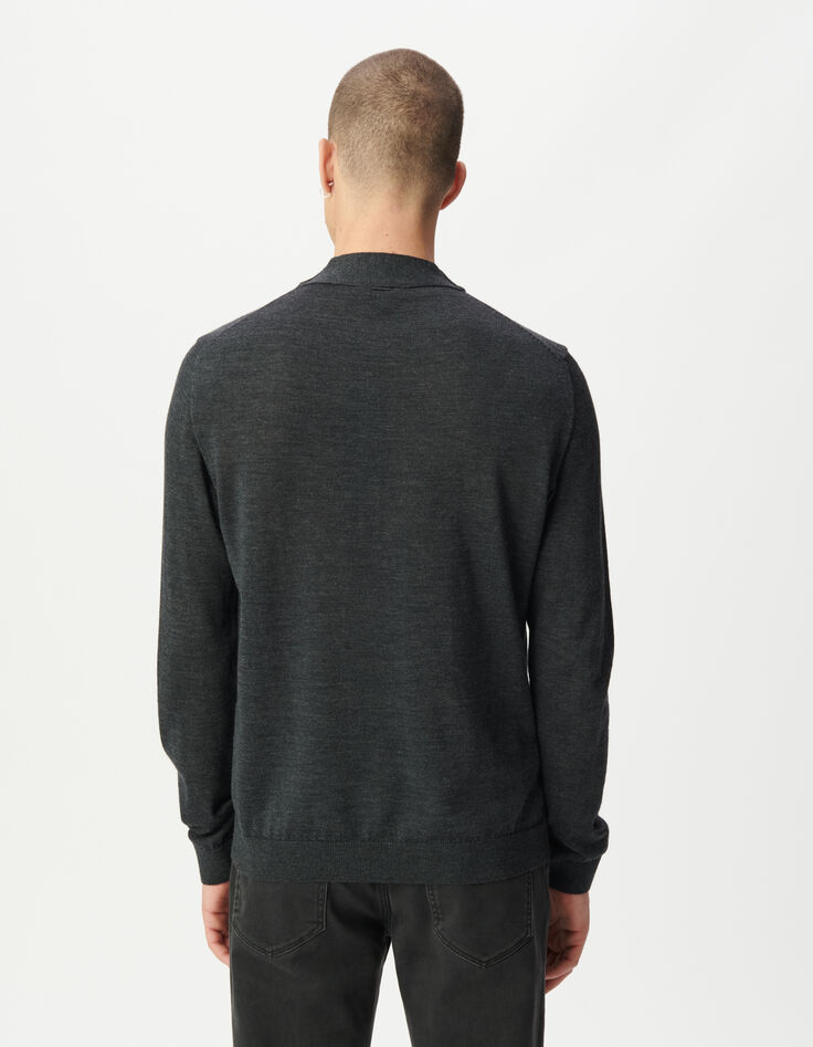 Marineblauer Herrenstrickpulli Kaminkragen-3