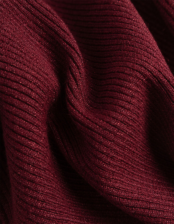 Pull bretelles bordeaux tricot fantaisie côtelé Femme-6 Pull bretelles bordeaux tricot fantaisie côtelé Femme-6