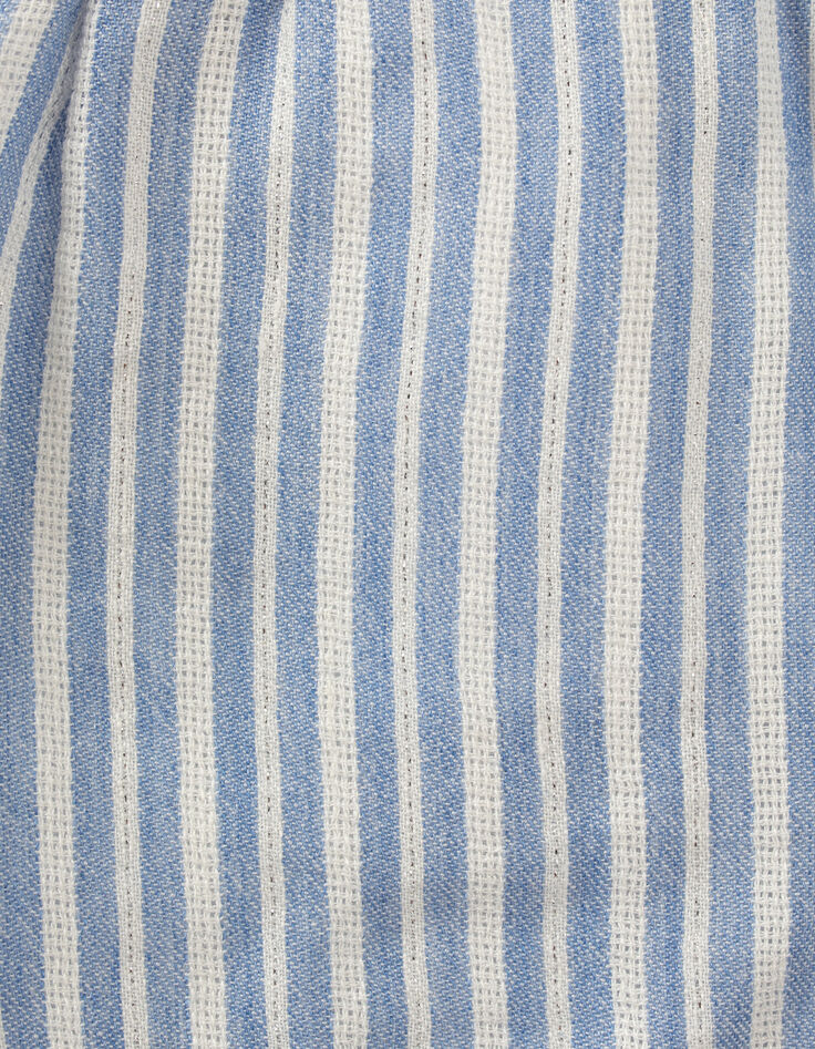Short blanc et bleu à rayures bébé fille-5