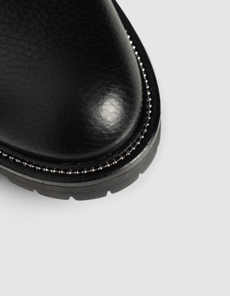 Boots rangers noires cuir grainé décor microbilles Femme-7 Boots rangers noires cuir grainé décor microbilles Femme-7