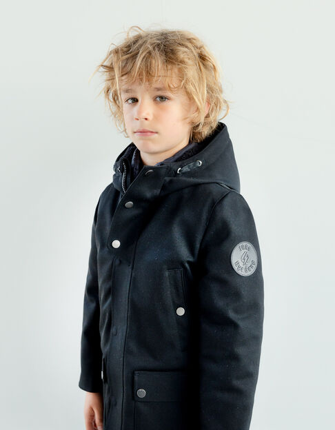 Parka de niño negra con capucha y forro acolchado