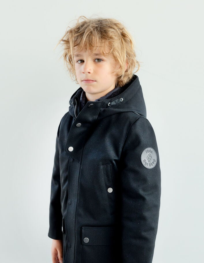 Boys’ black quilted lining hooded padded jacket - IKKS