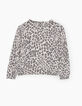 Girls’ medium grey marl leopard print sweater-4