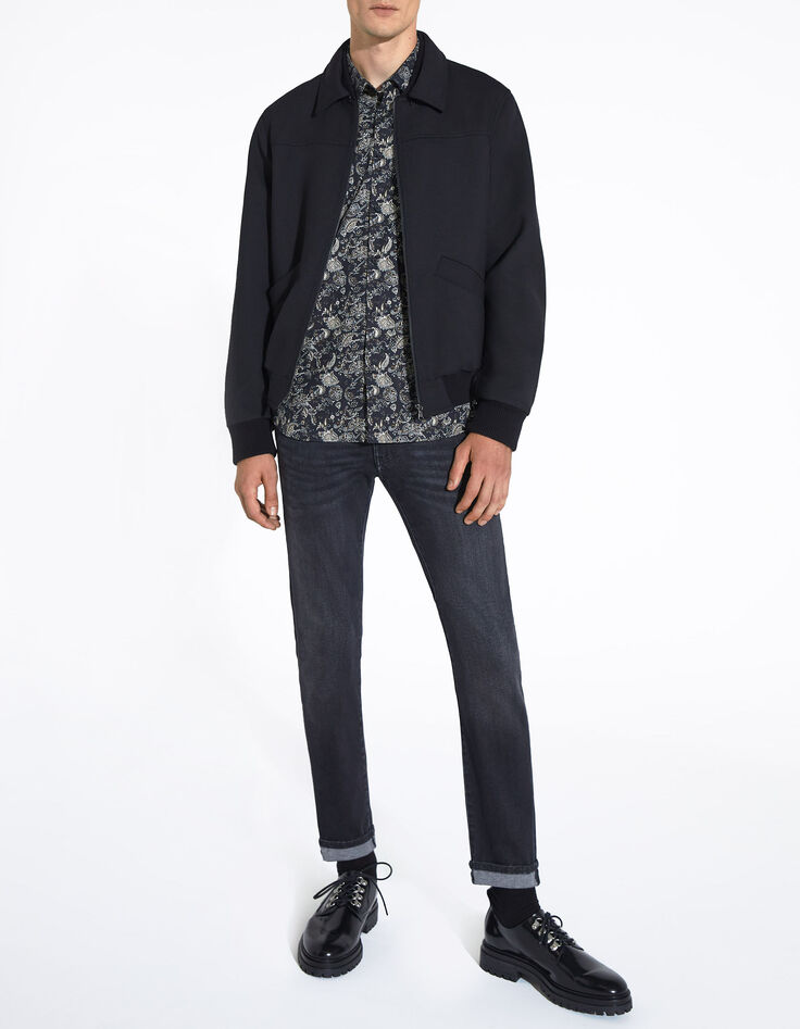 Chemise SLIM noire imprimé floral Rock Homme-2