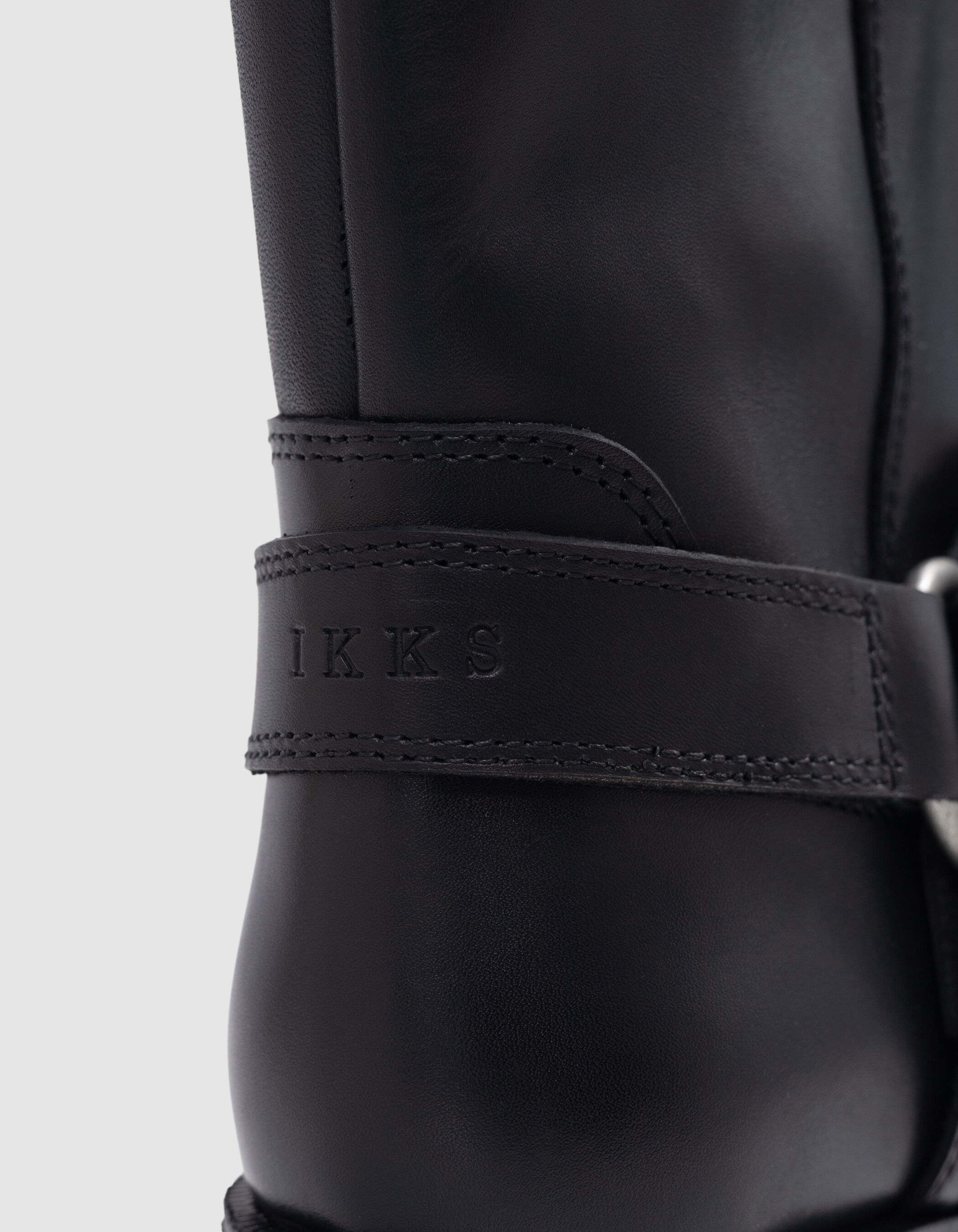 Women s black leather biker boots IKKS