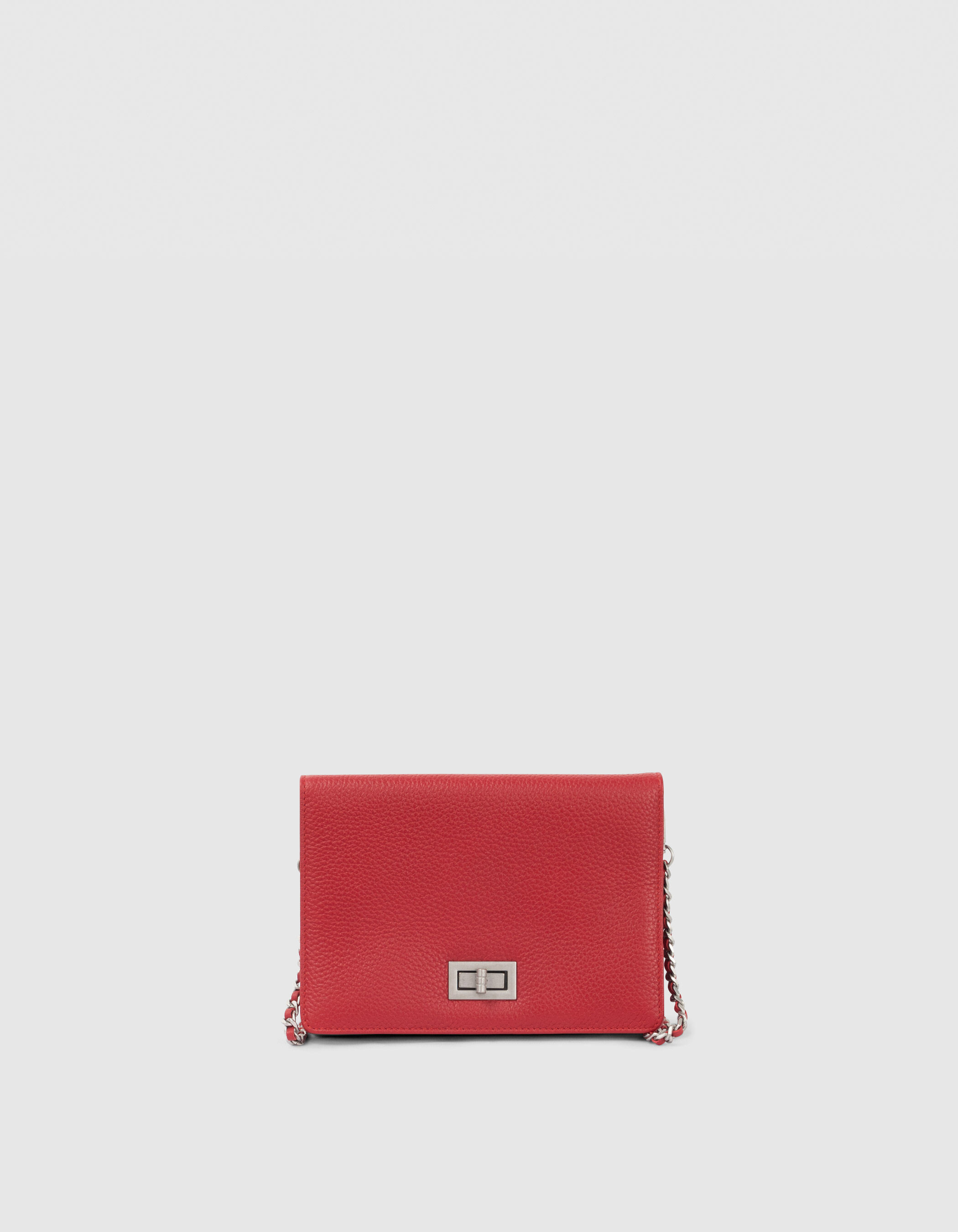 Sac pochette The Escort en cuir grain rouge femme