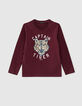 Boys' burgundy reversible sequin tiger T-shirt-2