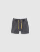 Conjunto polo amarillo rayas y bermudas vaqueras bebé niño-6
