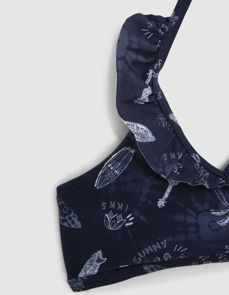 Maillot de bain 2 pièces marine imprimé surf-rock fille-2