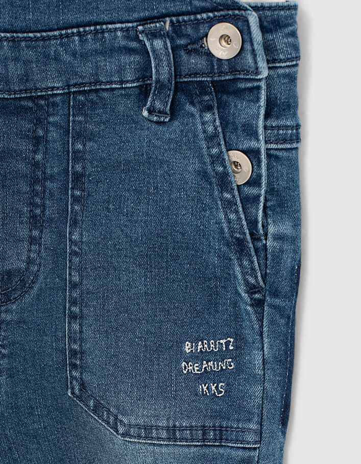 Ensemble salopette jean et T-shirt écru bio fille-4