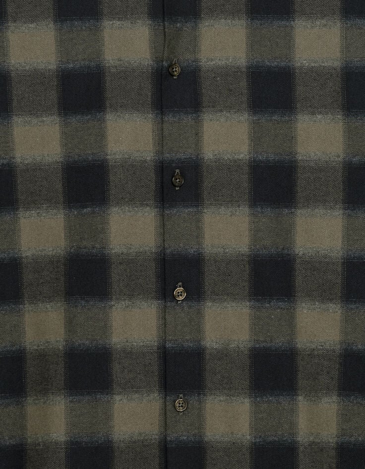 Camisa cuadros slim caqui y negro hombre-8 Camisa cuadros slim caqui y negro hombre-8