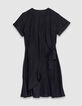 Robe courte noire forme portefeuille Femme-6
