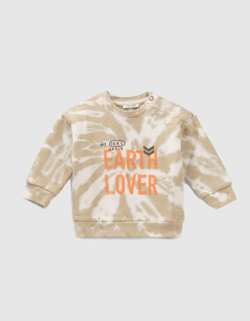 Baby boys’ beige tie-dye slogan sweatshirt - IKKS