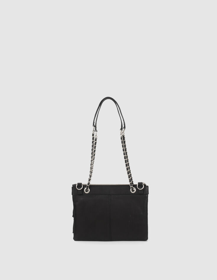 Sac pochette 1440 Reporter cuir noir à franges Femme-3 Sac pochette 1440 Reporter cuir noir à franges Femme-3