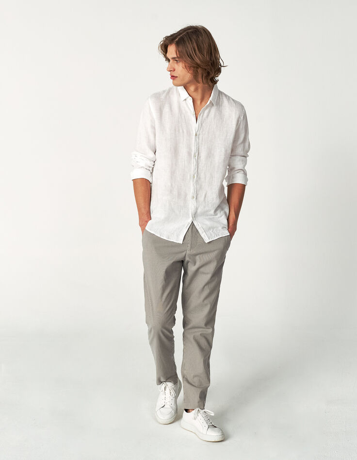 Chemise SLIM blanche en lin Homme-7