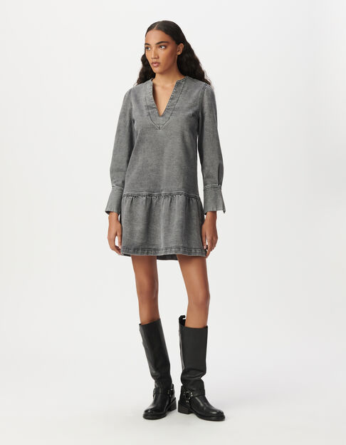 Vestido vaquero gris manga larga mujer - IKKS