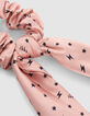 Scrunchie rosa satinado estrellas y rayos ni&ntilde;a-3