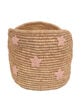 capazo bordado estrella rosa y colchón algodón NORO-5