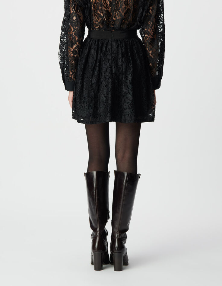 Jupe courte noire tout dentelle Femme-5